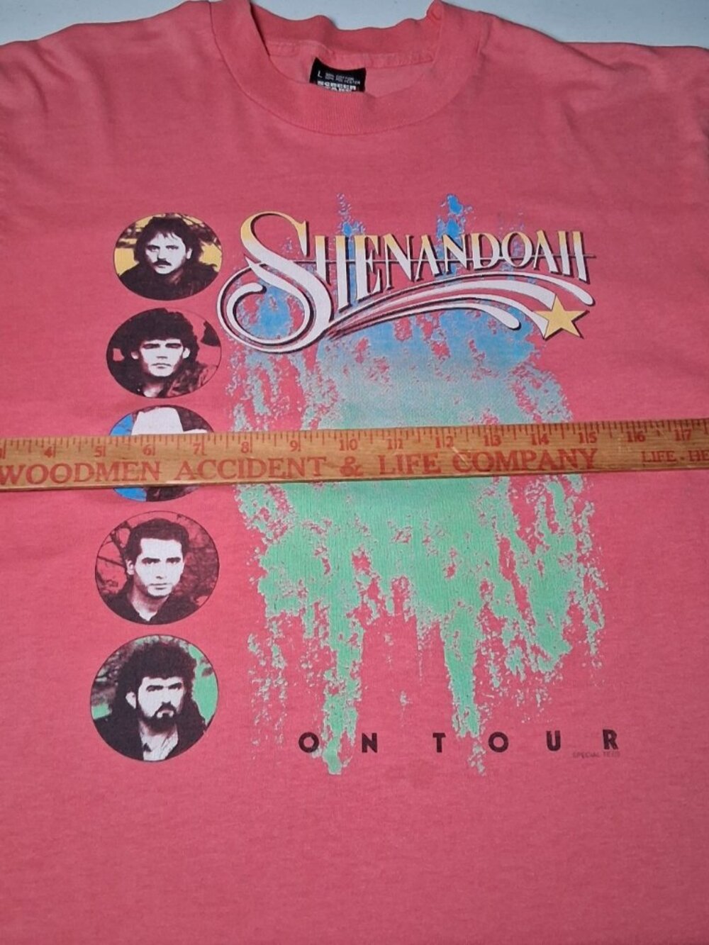 Vintage Shenandoah Band Shirt L Pink Single Stitch Screen Stars Best USA On Tour - Picture 4 of 16